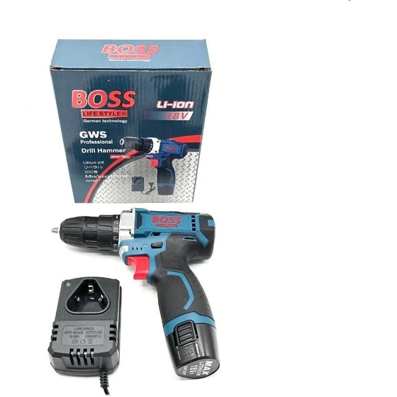 دریل پیچگوشتی شارژی ۱۸ ولت باس BOSS مدل GWS با باتری لیتیومی اصل